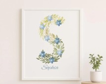Custom Floral Initial Print